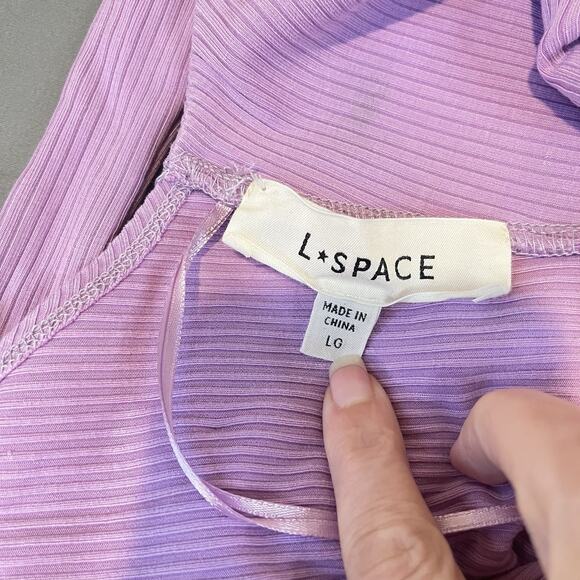 L*Space Nico Cutout Maxi Dress in Lavender Size Large Stretch Side Slit Ribbed - Picture 10 of 11